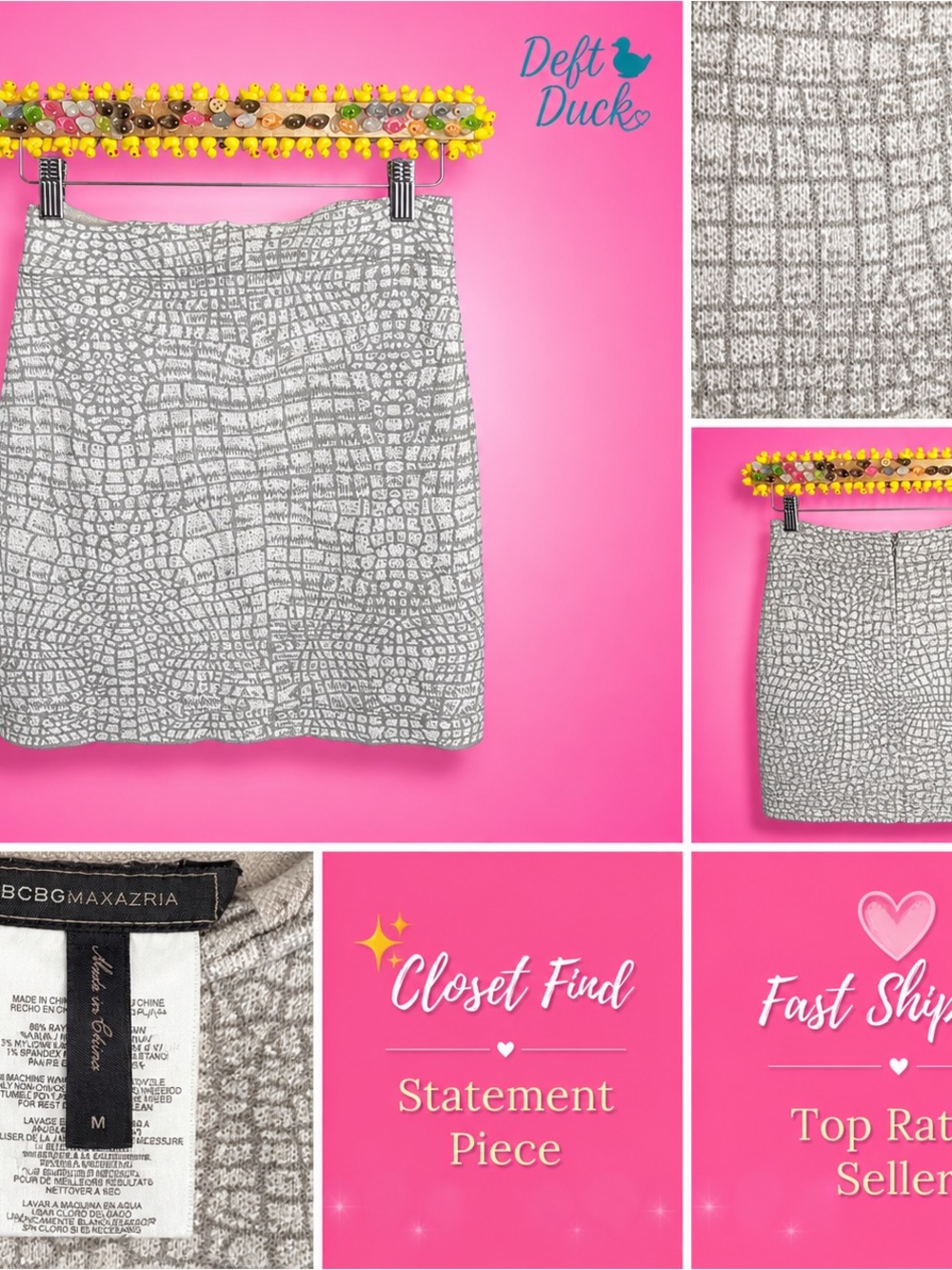 BCBGMaxAzria Gray Grid-Print Mini Skirt